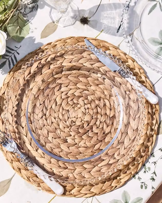Dibor Bella Perle Set of 2 Clear Glass Charger Serving Plates, Diameter: 33 cm – 3