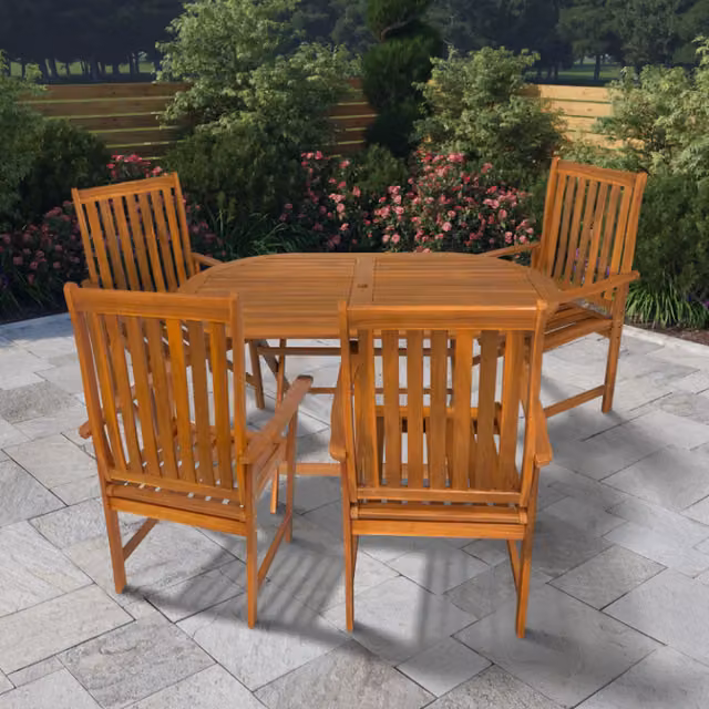 BillyOh Windsor 4 Seater Oval Outdoor Dining Set in Brown Acacia Wood