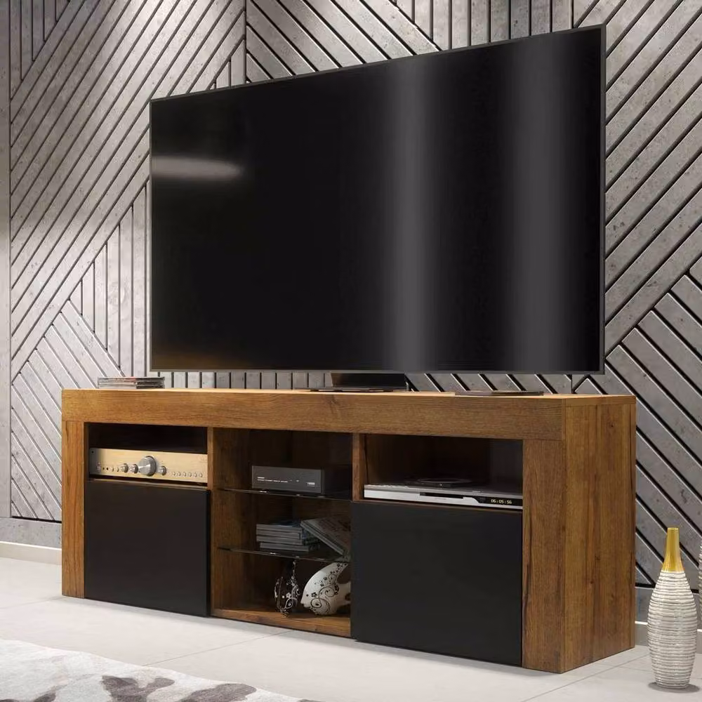 Mex Furniture PAWNORA Industrial TV Unit and Cabinet in Brown and Black Oak Wood – 2