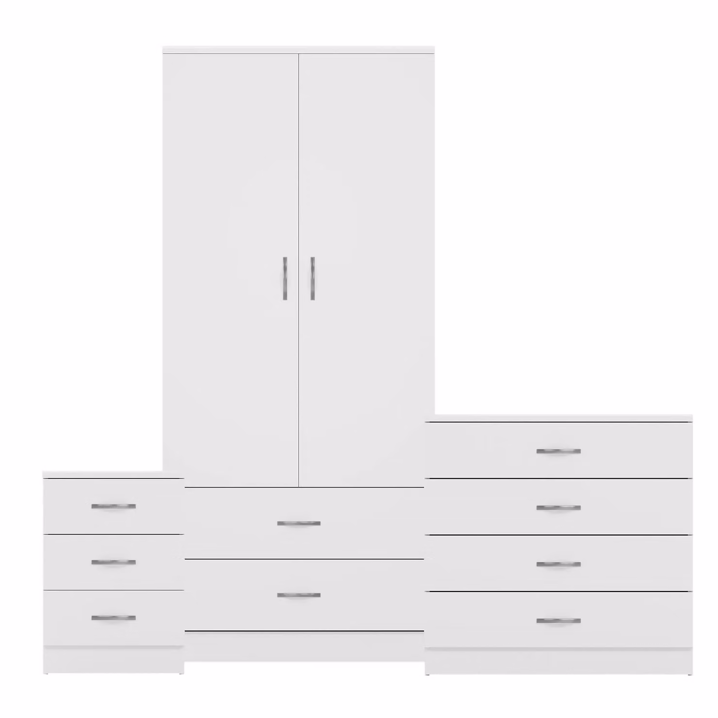 Home Discount Vida Designs Riano 3 Piece Modern White Bedroom Set with 3 Drawer Bedside Tables and 4 Drawer Chest – 2