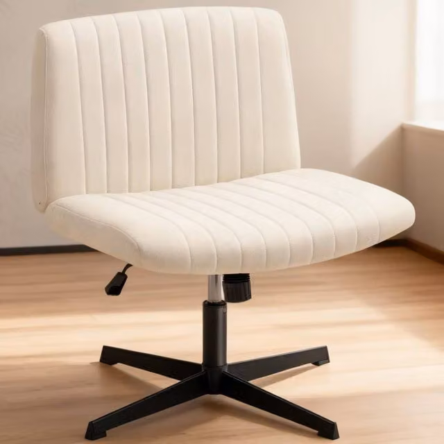 ERGOVEXA Armless Task Chair in Beige Fabric with Metal Base, H 86 x W 61 x D 64 cm