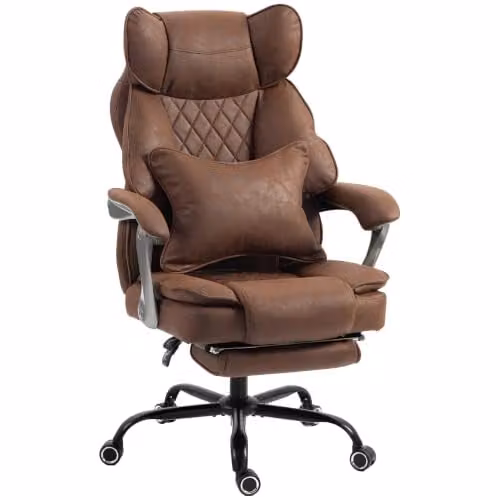 HOMCOM Executive Office Chair in Brown with Headrest and Swivel Castors