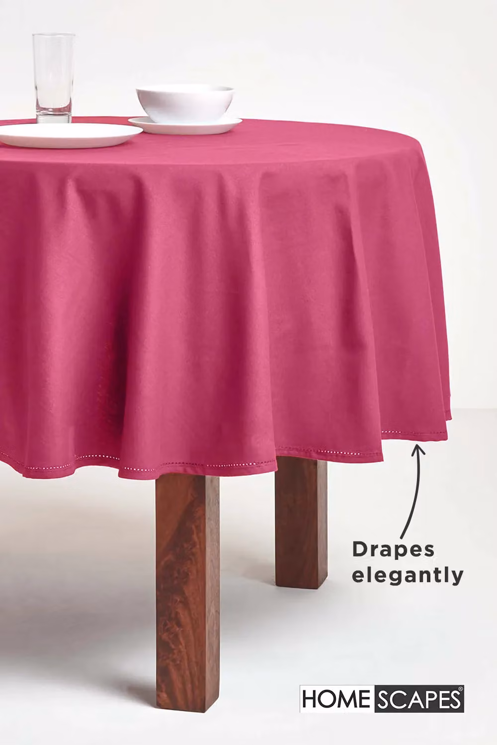 Homescapes Plain Round Cotton Tablecloth in Purple, Diameter: 178 cm – 4