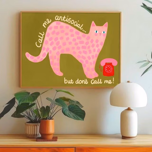 The Paper Tail Don't Call Me Cat Multicolour Wall Print, W: 14.8 cm, H: 21.0 cm