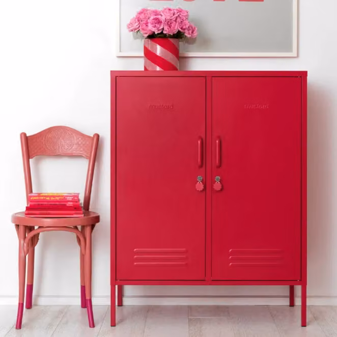 Mustard Made The Midi Storage Locker in Poppy Red, H 111 x W 40 x D 85 cm – 4