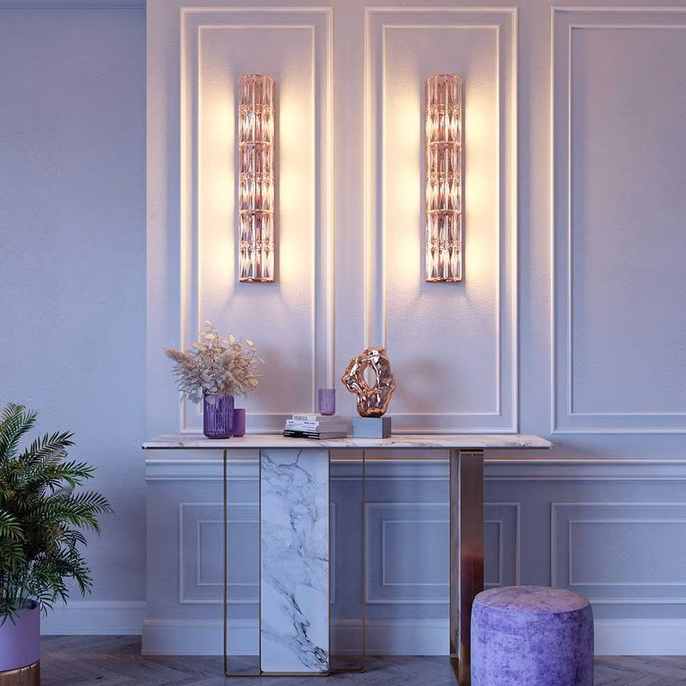 Maytoni Facet Classic 3 Light Wall Lamp in Gold/Brass with Crystal and Glass Details, E14 – 2