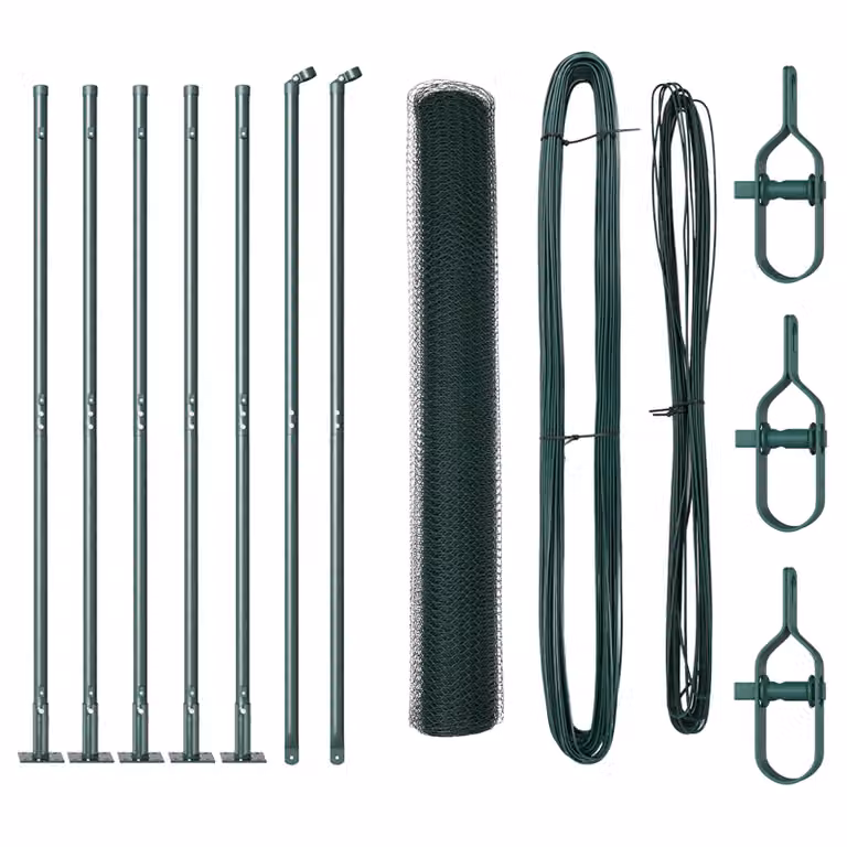 Berkfield Home Green Steel Hexagon Fence, H: 120 cm x W: 10 m