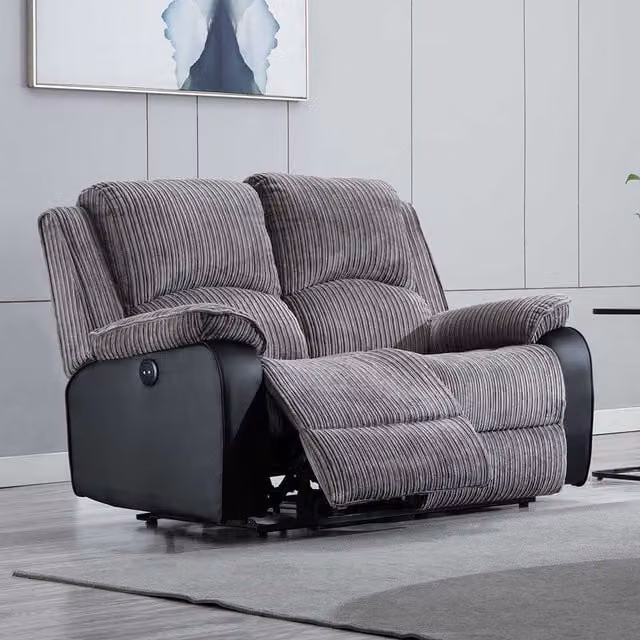 More4Homes Postana 2 Seater Electric High Back Jumbo Cord Fabric Recliner Sofa in Grey