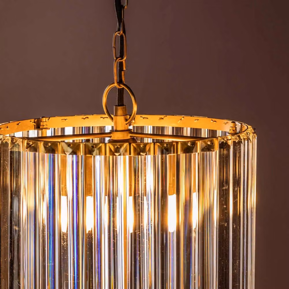 Atkin & Thyme Verona Round Crystal Chandelier in Gold and Brass with Transparent Glass