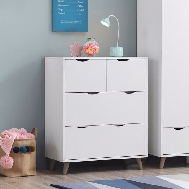 Timber Art Design Pulford Scandi Four Drawer Chest in White