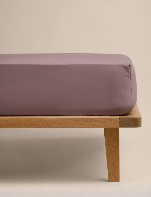 M&S Egyptian Cotton 230 Thread Count Crisp Fitted Sheet, Mauve, 200 x 200 cm