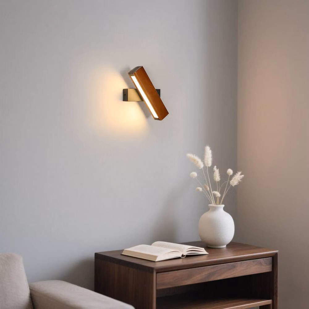 Pheashine Modern Adjustable LED Wall Light in Brown and Black with 3000K Warm White Lighting – 3