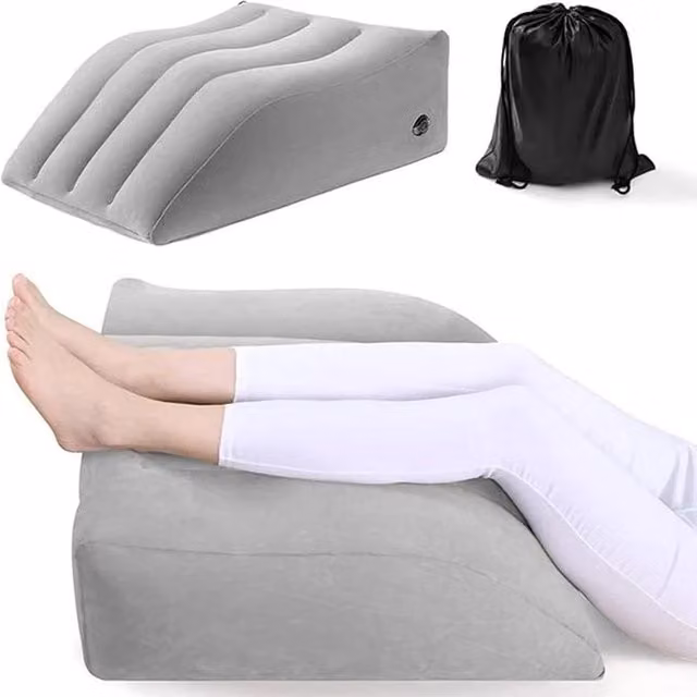 VOGREX Inflatable Elevated Leg Wedge Pillow in Grey for Hip, Knee and Leg Pain Relief – 1