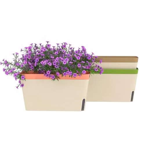 Outsunny Set of 3 White Self-Watering Plastic Plant Pots with Visual Water Level Window, 27 cm – 1