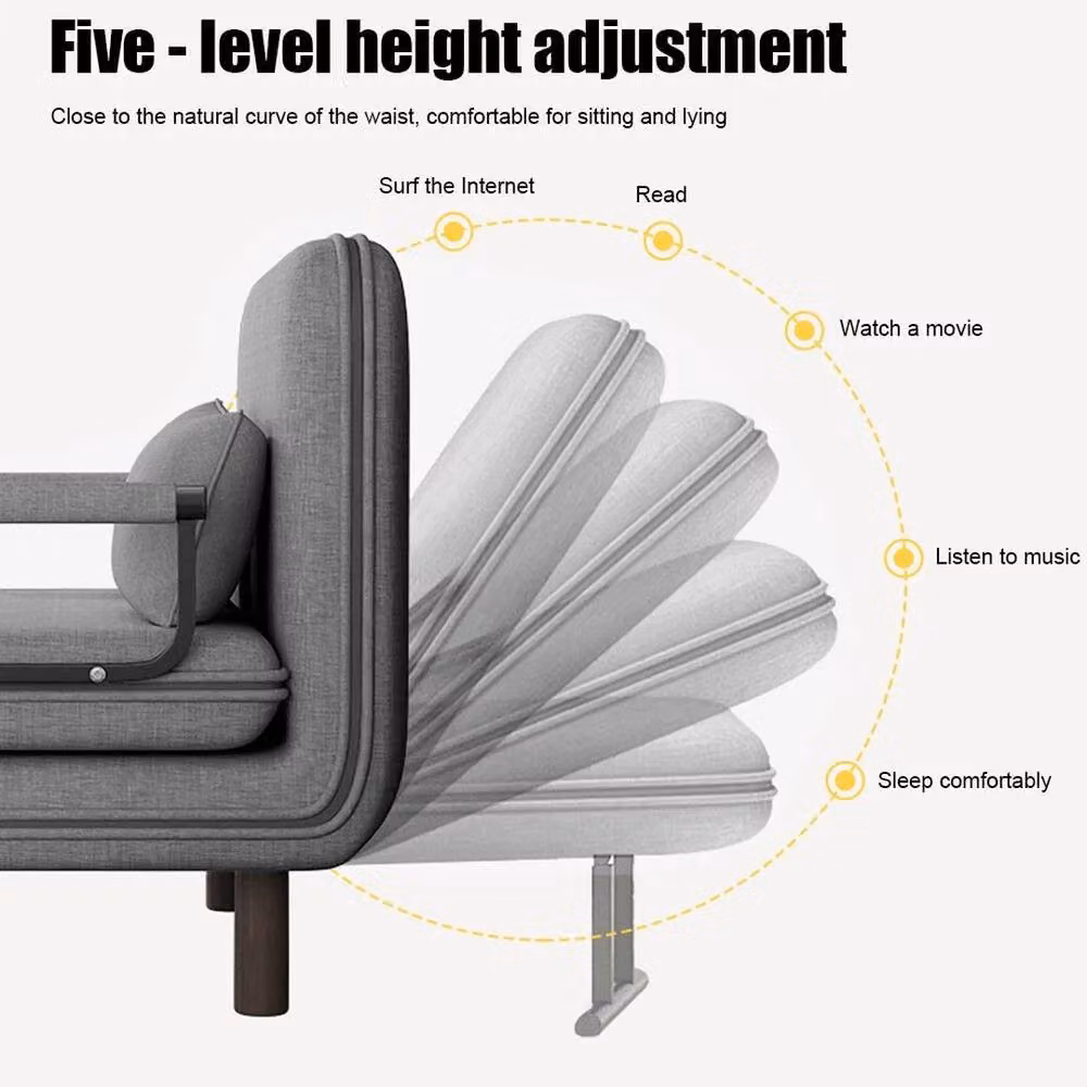 PAWNORA Double Fabric Sofa Bed in Grey with Metal Frame – 3