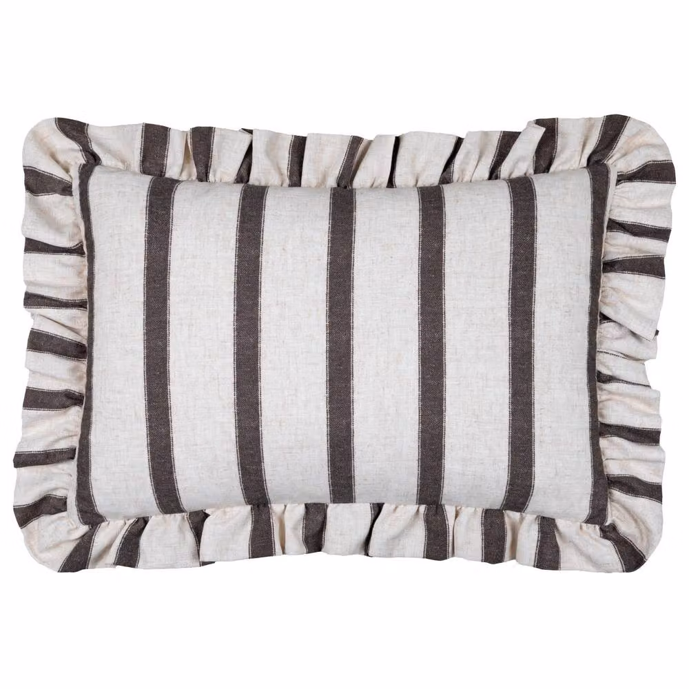 Wylder Connie Striped Ruffle Linen Cushion in Brown, W: 50 cm, H: 35 cm – 2