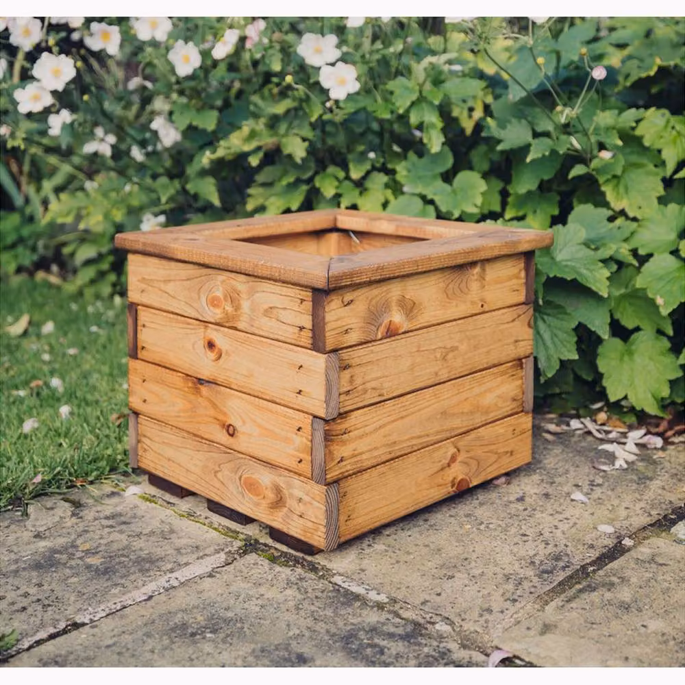 Churnet Valley Garden Furniture Ltd Valley Small Square Timber Planter Multi Pack of 3, Light Brown, W: 39 cm, D: 39 cm, H: 32 cm – 2