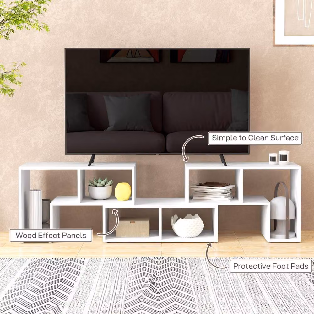 Wyld Haus Tota Modular TV Stand, White Wood Effect, W: 180 cm, D: 30.5 cm, H: 44 cm – 5