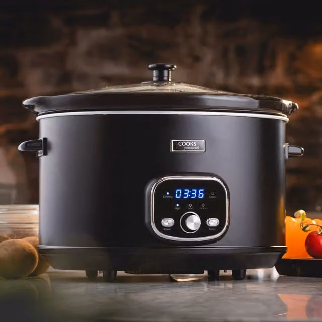 Cooks Professional 8L Digital Slow Cooker with Keep Warm Function, Black