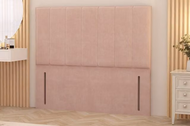 Somnior Austin Double Upholstered Divan Headboard in Pink Plush Velvet