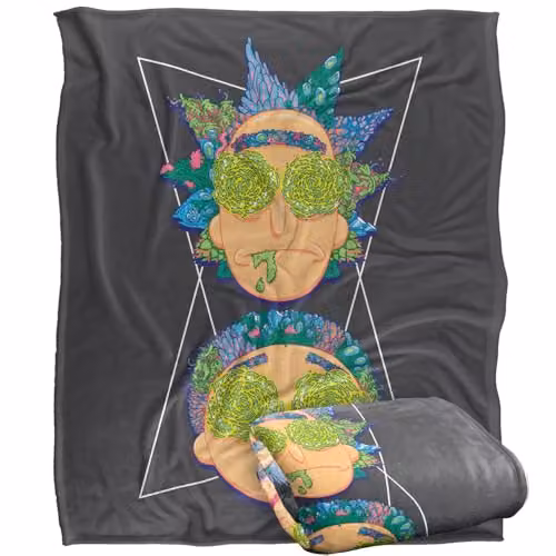 LOGOVISION Rick and Morty Portal Eyes Super Soft Silky Touch Fleece Throw Blanket, Multicolour, W: 127 cm x L: 152.4 cm