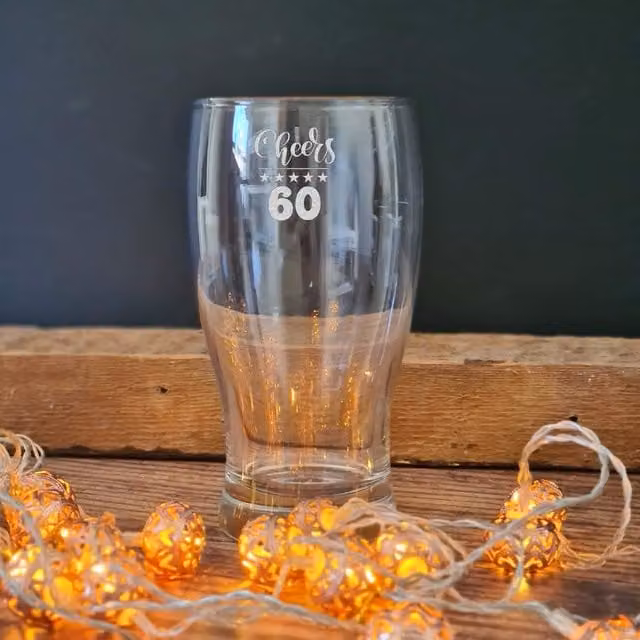 Afewhometruths Engraved 60th Birthday Pint Glass, Clear, 500ml – 1