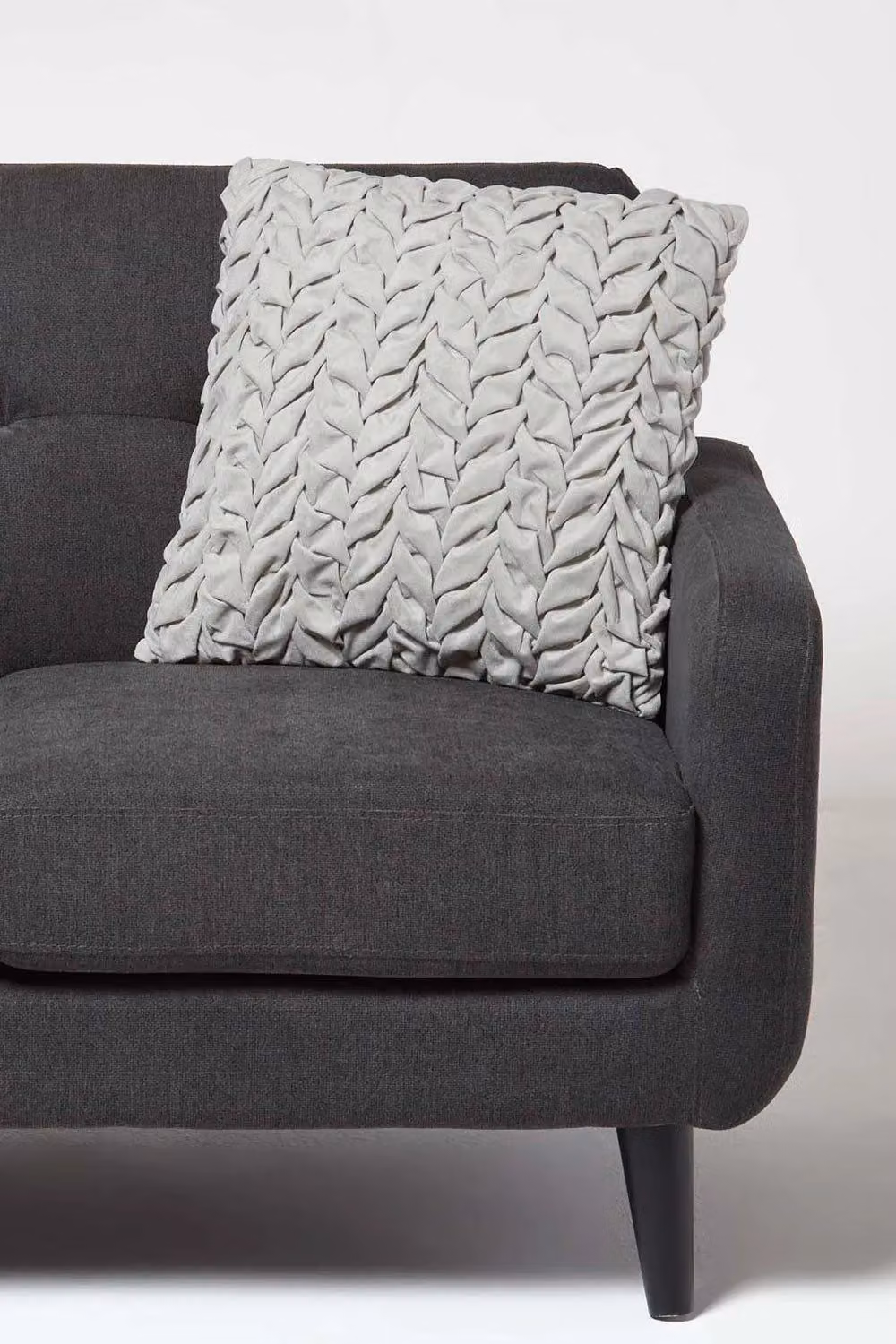Homescapes Grey Pleated Velvet Square Cushion, 45 x 45 cm – 2