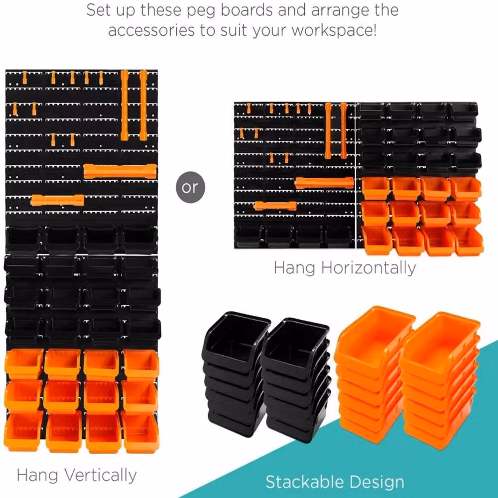 Havendro 44 Piece Wall Mounted Garage Storage Pegboard in Orange – 4