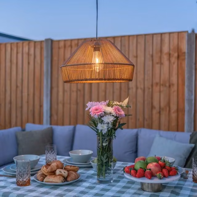 ValueLights Solar Powered Natural Rattan Pendant Hanging Garden Light in Brown – 1