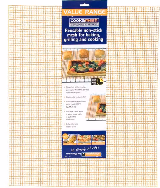 Toastabags Rectangular Non-Stick Mesh Baking Mat in Beige and Orange
