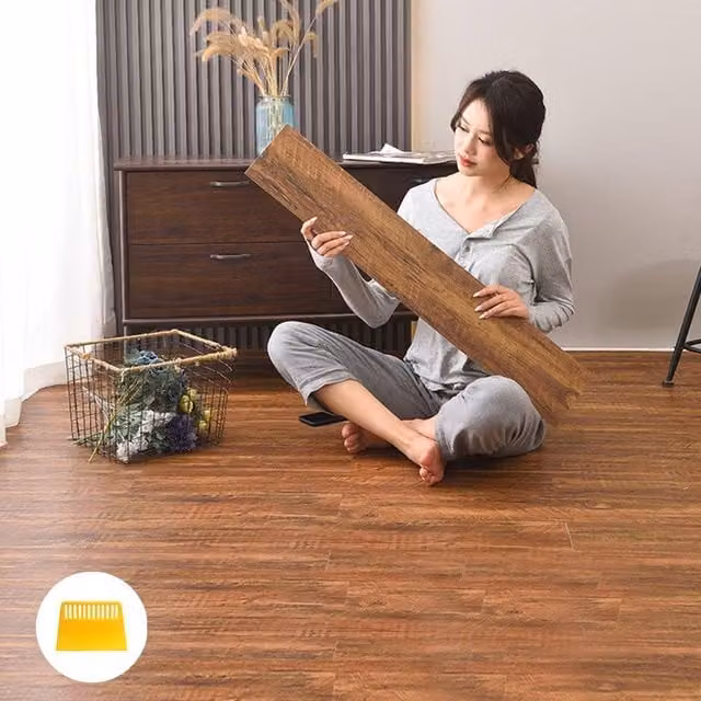EONLION Self Adhesive Wood Effect Vinyl Floor Plank Tiles, Brown, 5m2 – 1