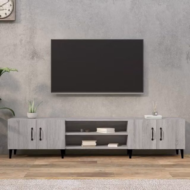 Berkfield Home Modern Grey Sonoma TV Cabinet, W: 180 cm, D: 31.5 cm, H: 40 cm – 1