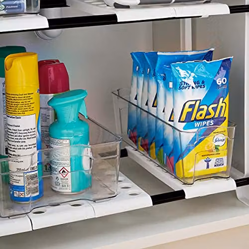 Addis White Under Sink Storage Organiser with Adjustable Shelves, W: 43.8 cm, D: 27.9 cm, H: 81.3 cm – 5