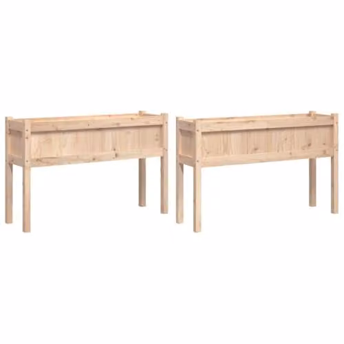 vidaXL Set of 2 Rustic Brown Solid Pine Wood Garden Planters with Legs