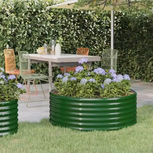 vidaXL Green Galvanised Steel Garden Raised Bed W/D/H: 100 x 100 x 36 cm – 2