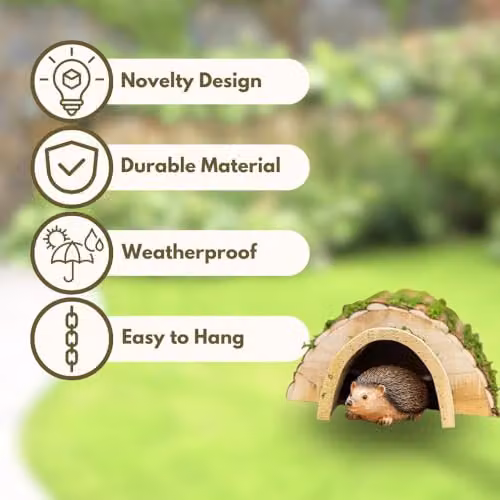Garden Mile Predator Proof Wooden Hedgehog House and Hibernation Shelter with Bark Roof in Brown – 4