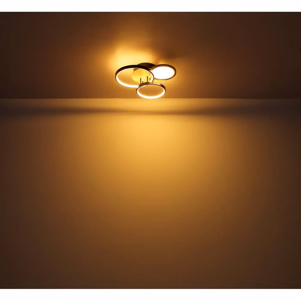 Netlighting Sid Integrated LED Semi Flush Ceiling Light, Matt Black, Diameter: 38 cm, Warm White 3000K – 4