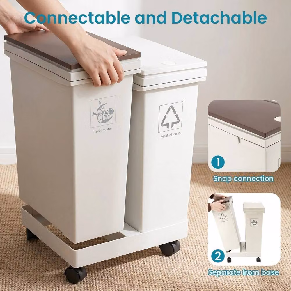 Kelvenix 24L Double Compartment Touch Recycling Bin in White – 2