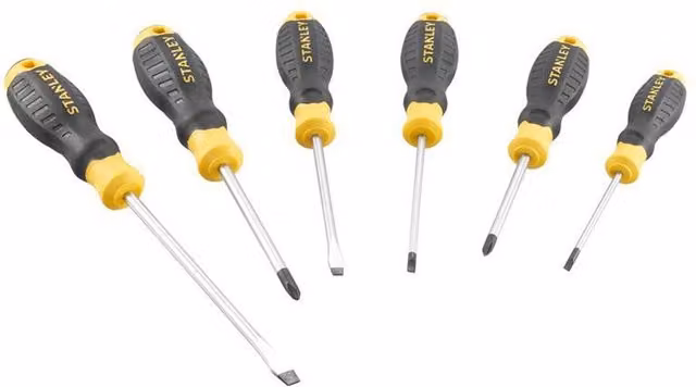 Stanley 6 Piece Cushion Grip Screwdriver Set in Yellow