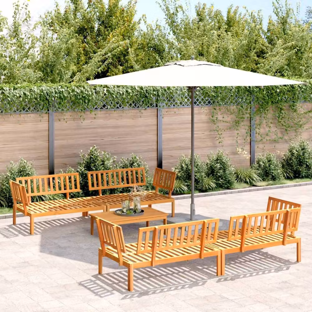 Berkfield Home Beautiful 5 Piece L-Shape Garden Pallet Sofa Set in Brown Solid Acacia Wood – 2