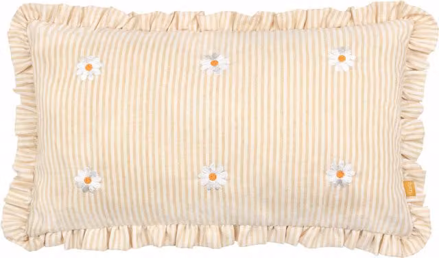 Make It A Home Les Fleurs Striped Ruffle Cushion Cover in Orange and Beige