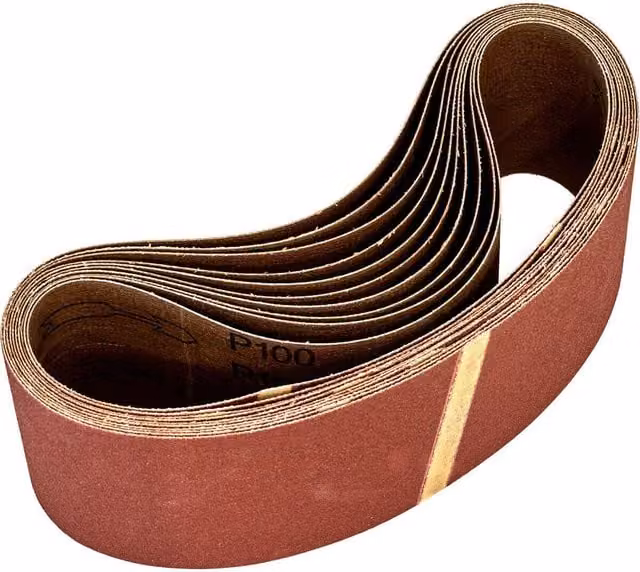 Loops 10 Pack 100 Grit Aluminium Oxide Sanding Belts for Wood, W/D/H: 75 x 533 mm, Brown/Multicolour – 1