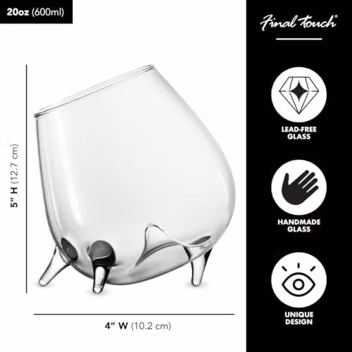 Final Touch Set of 2 Relax Cognac Glasses, 600ml, Transparent – 3