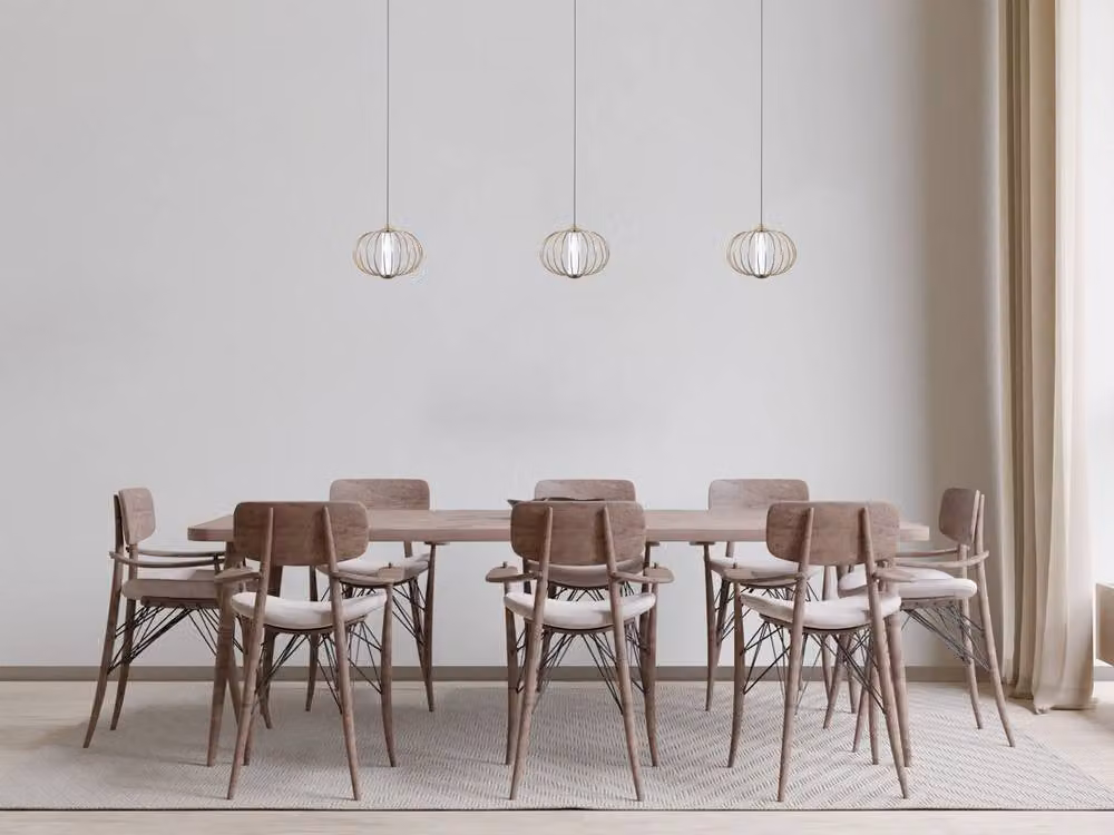 Netlighting Rabel Wire Frame Pendant Ceiling Light in Gold/Brass with Warm White LED – 2