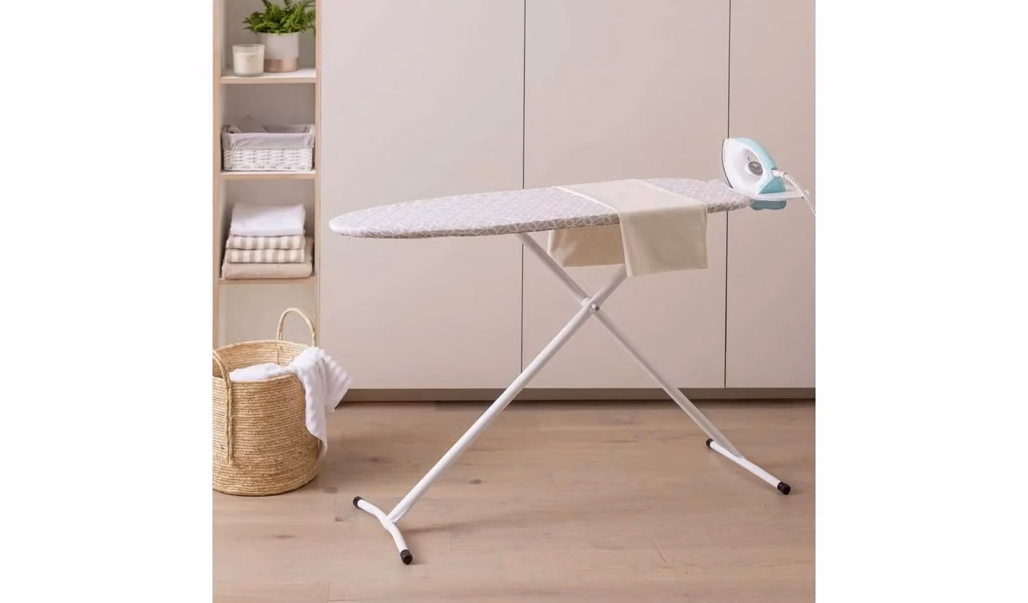 Cheap Furniture Warehouse White Metal Folding Adjustable Ironing Board, W: 110 cm, H: 34 cm