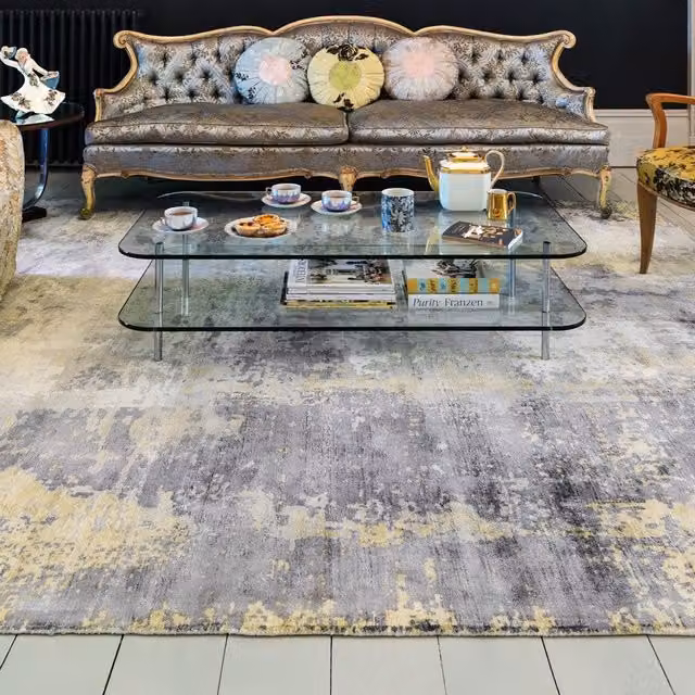 The Rug Shop UK Grey Abstract Viscose Easy Care Rug, W: 200 cm, D: 290 cm