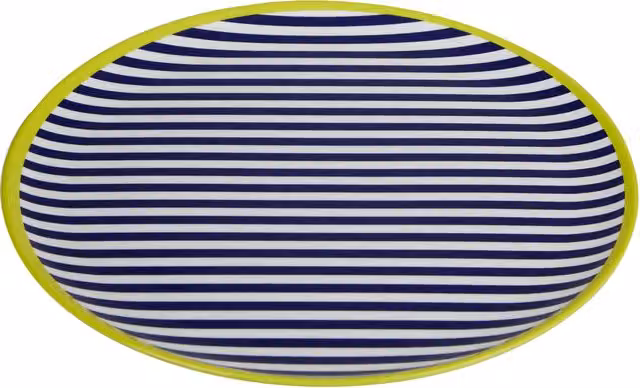 Orsina Melamine Striped Dinner Plate in Blue, White and Green – 1