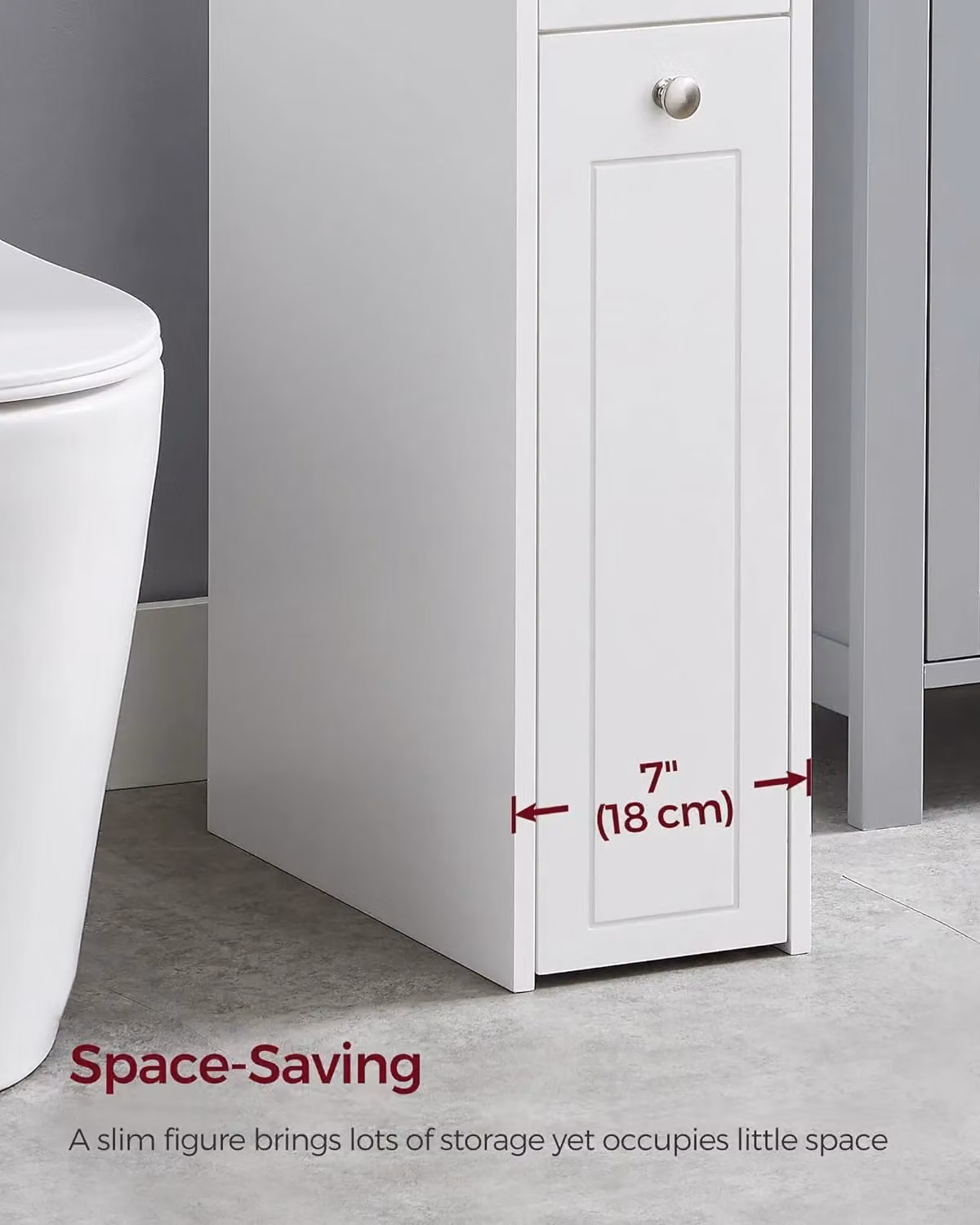 VASAGLE Freestanding Slim White Toilet Paper Cabinet with Internal Drawers and Shelves – 3