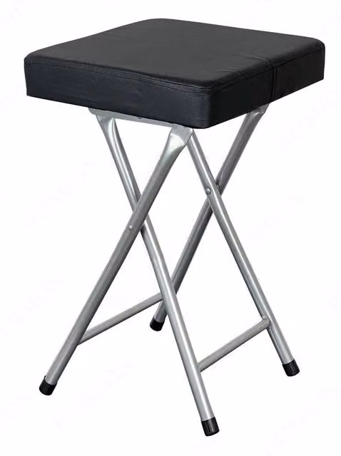 FORGEVIO Set of 4 Folding Stools with Soft Padded Synthetic Leather Cushioned Seats in Black