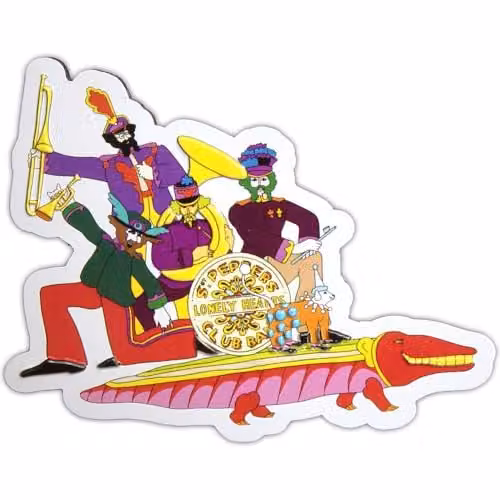 Rock Off The Beatles Yellow Submarine Band On Croc Embossed Fridge Magnet, Multicolour and Yellow